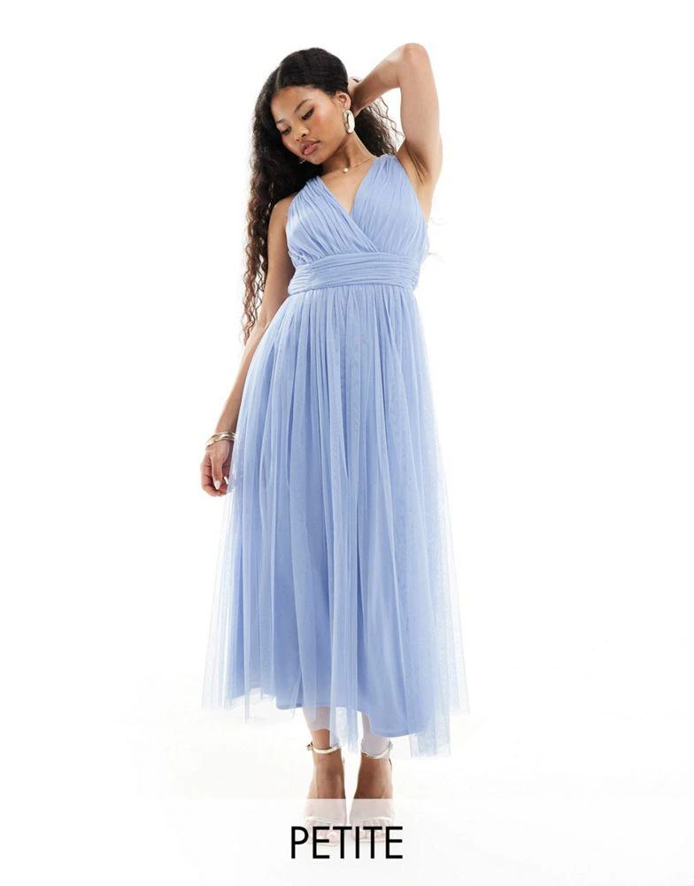 Anaya Petite Anaya Petite wrap front open back midaxi dress in soft blue 1