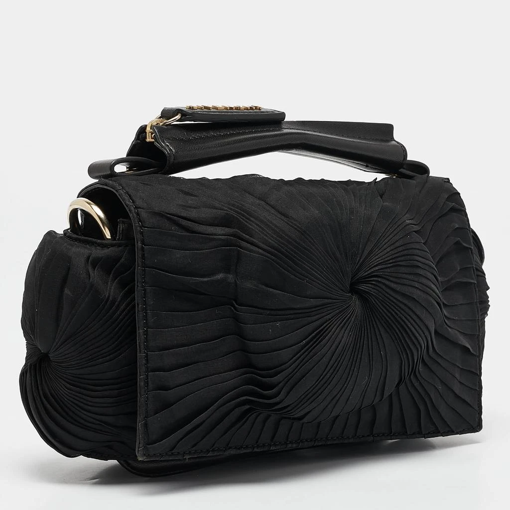 Givenchy Givenchy Black Leather and Satin Pleated Floral Clutch 3