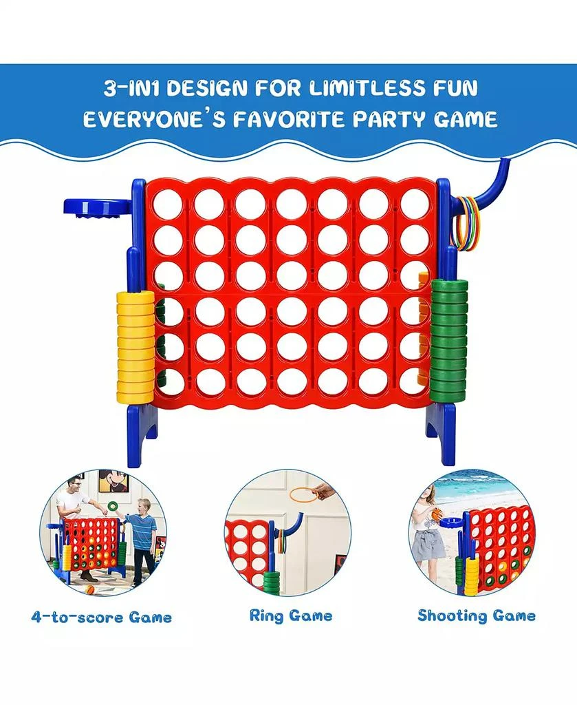 Costway 4-in-A Row Giant Game Set w/Basketball Hoop for Family 6