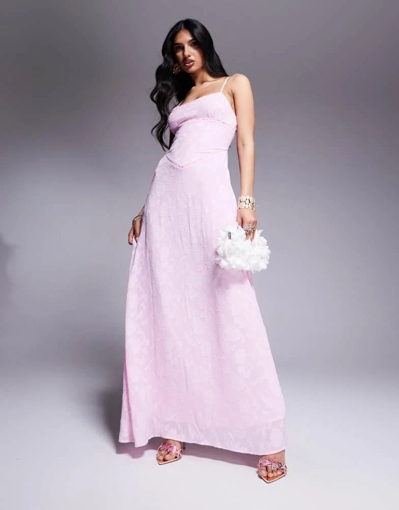 strapless open back dress Emily Maxi Dress Pink Floral main image 0