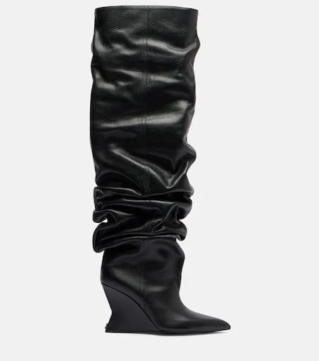 Balmain 95 leather wedge over-the-knee boots 4