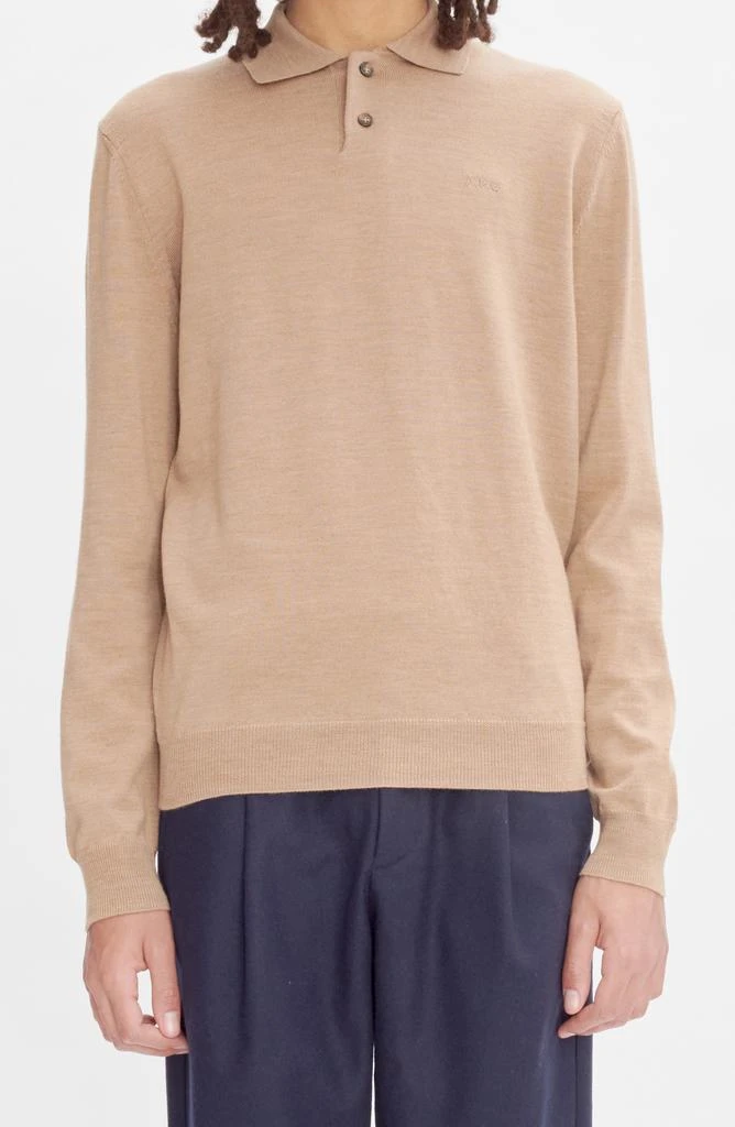A.P.C. Long Sleeve Wool Polo Sweater 1