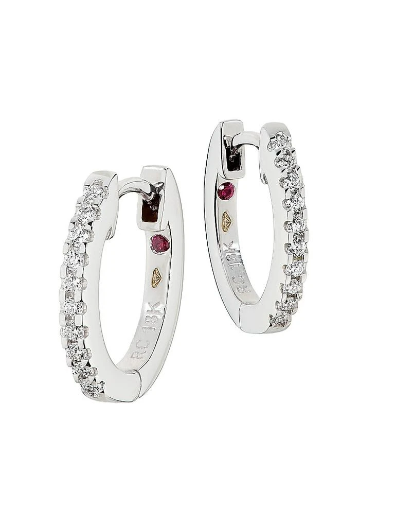 Roberto Coin Tiny Treasures Small 18K Yellow Gold, Ruby 
0.09 TCW Diamond Huggie Earrings