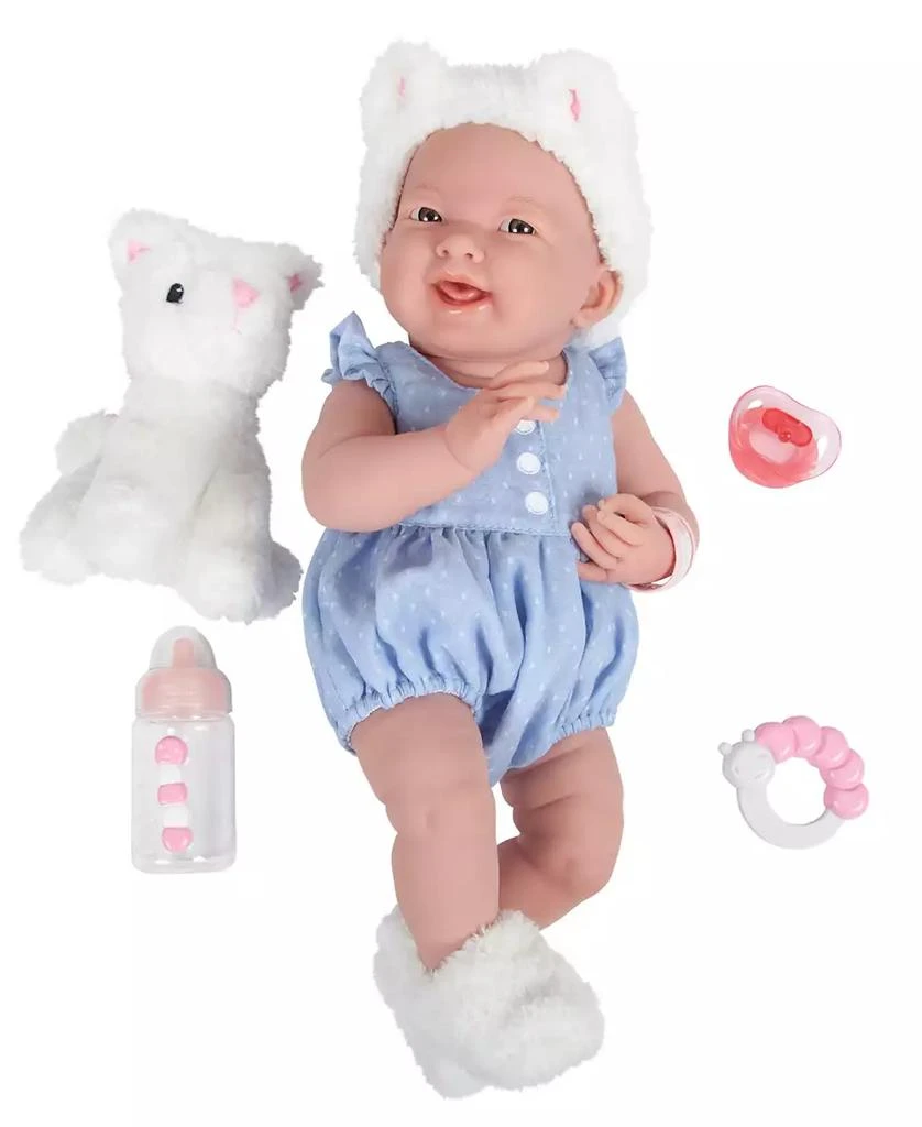 JC TOYS La Newborn 15" Real Girl Baby Doll with Pet Cat Set, 10 Pieces 3