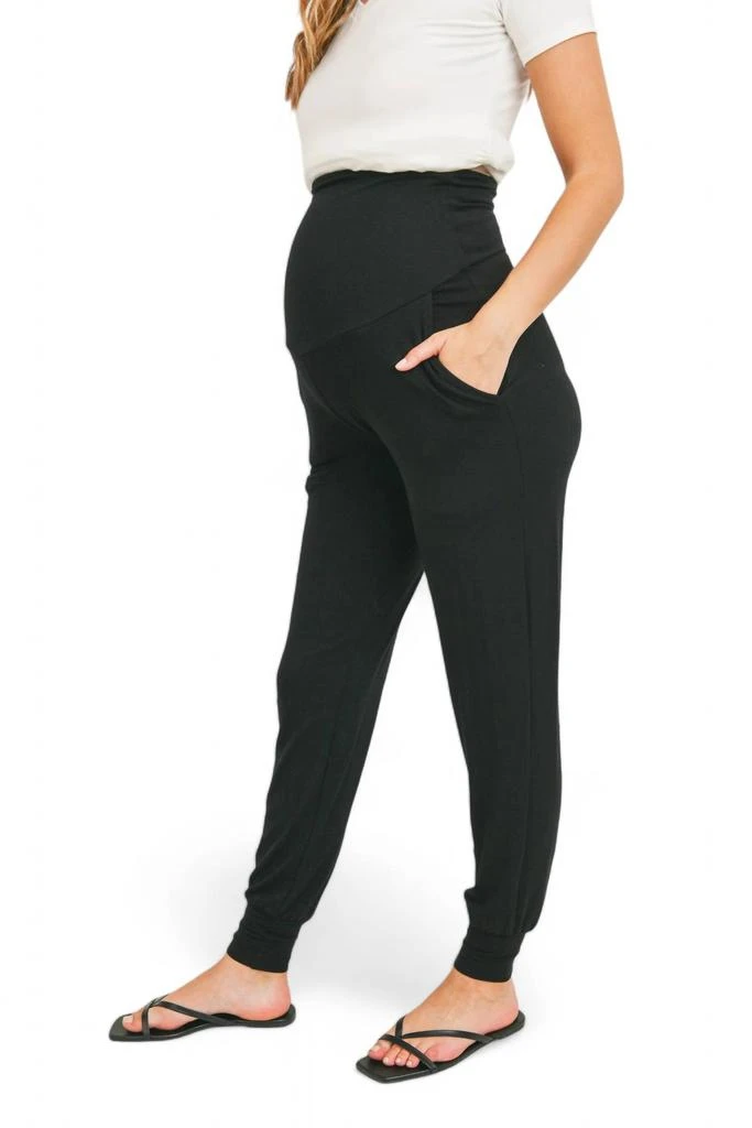 Hello Miz Rayon Modal Maternity Jogger Pants In Black 2