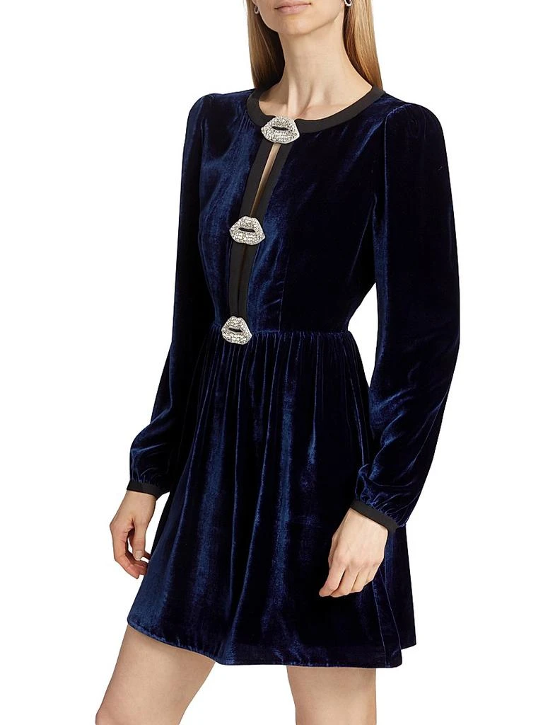 Saloni Camille Bows Velvet Minidress 4