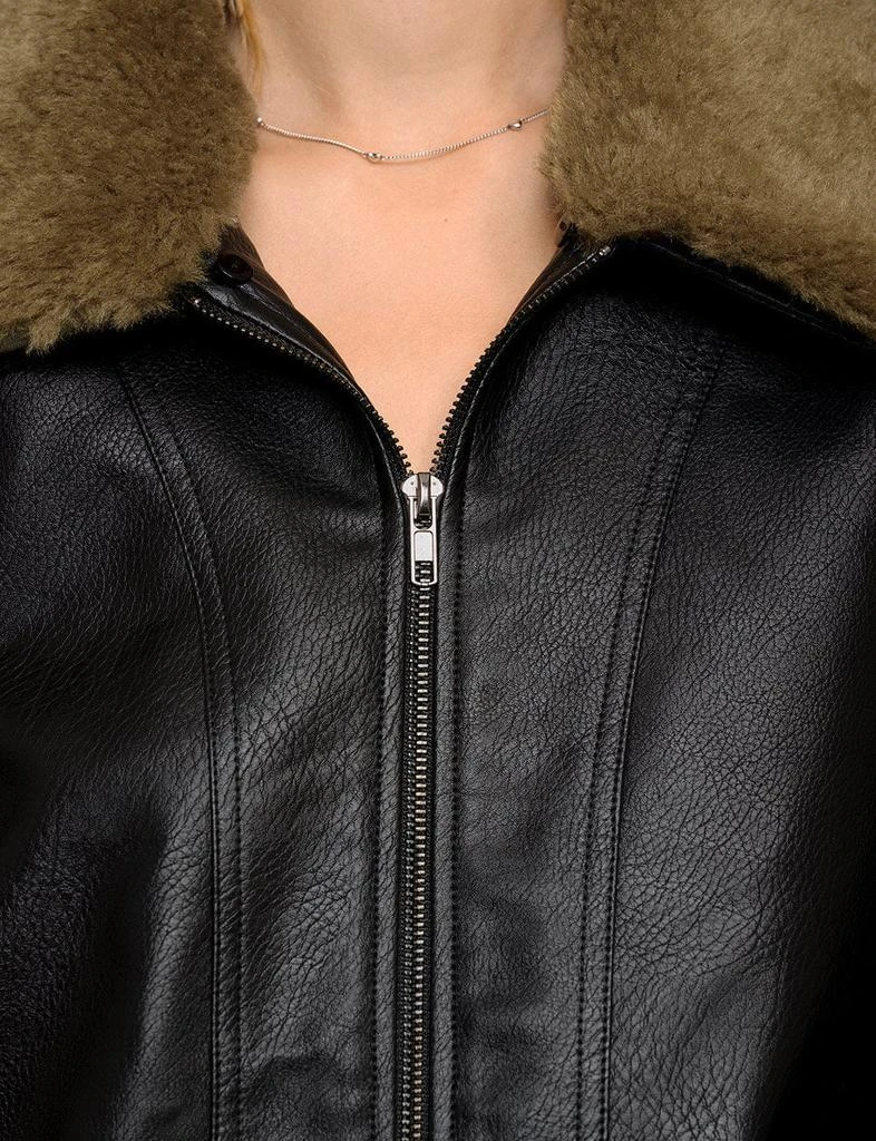 Pixie Market Fur Collar Leather Bomber jacket 6