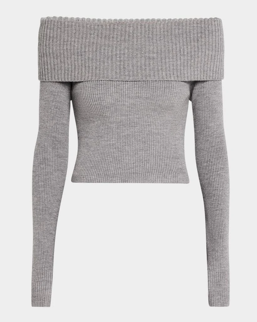Alice + Olivia Coretta Ribbed Off-Shoulder Sweater 1