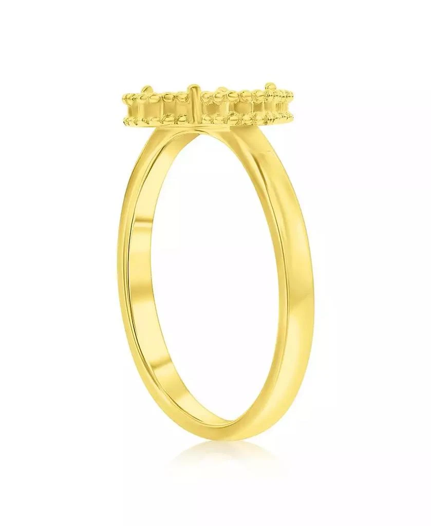 Simona Sterling Silver, Mother of Pearl Clover, Beaded Outline Ring - Gold Plated 2