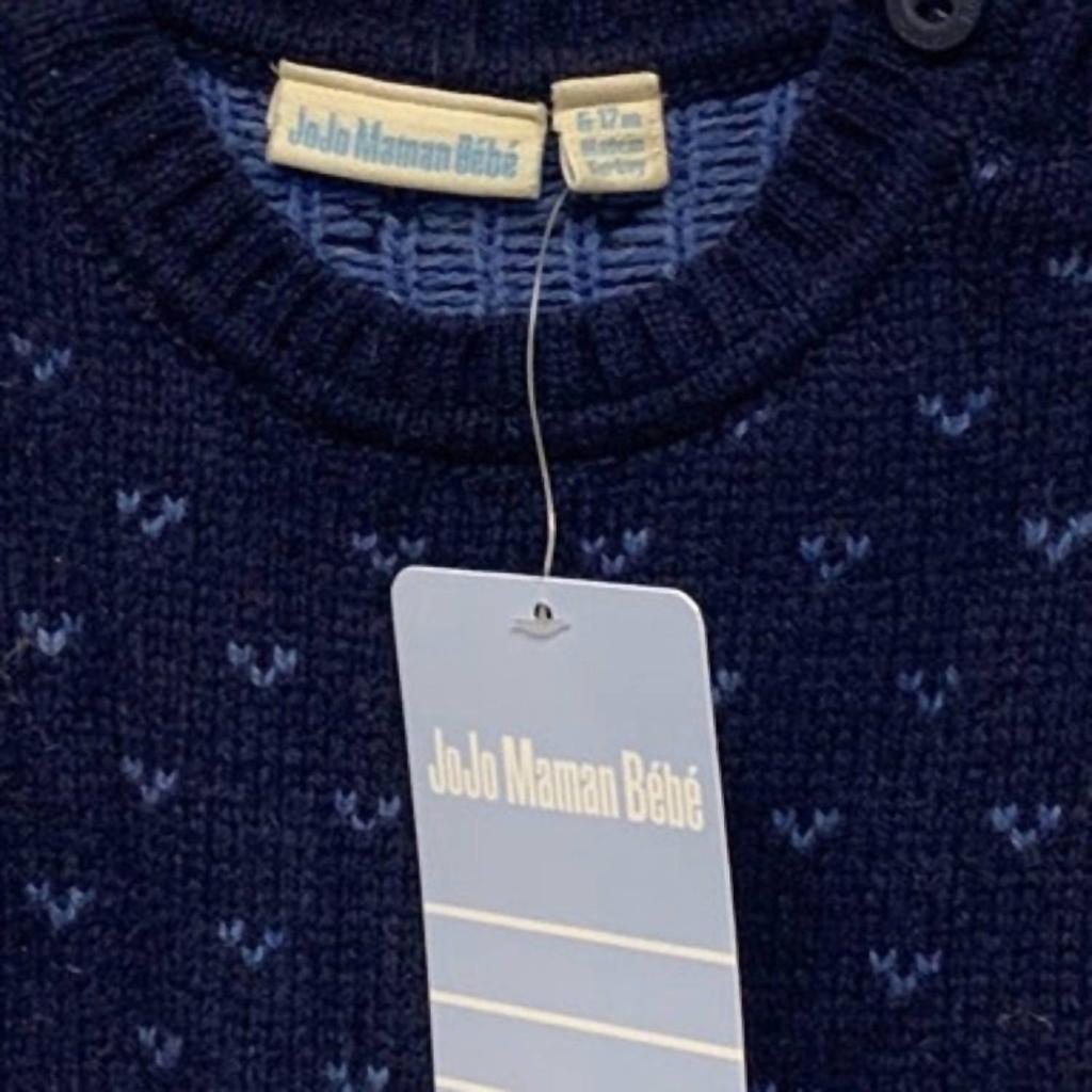 JoJo Maman Bébé Boys
 Long Sleeve Wool Sailboat Sweater In Navy