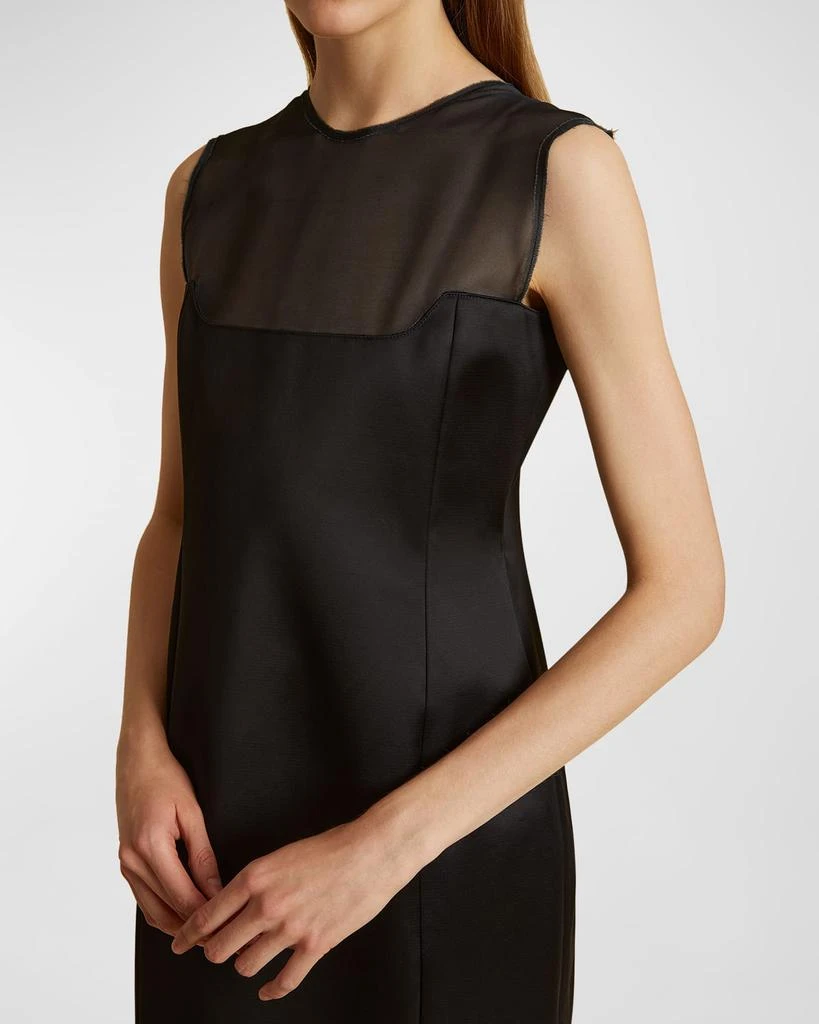 Khaite Dissa Sleeveless Wool Midi Corset Dress with Mesh 4