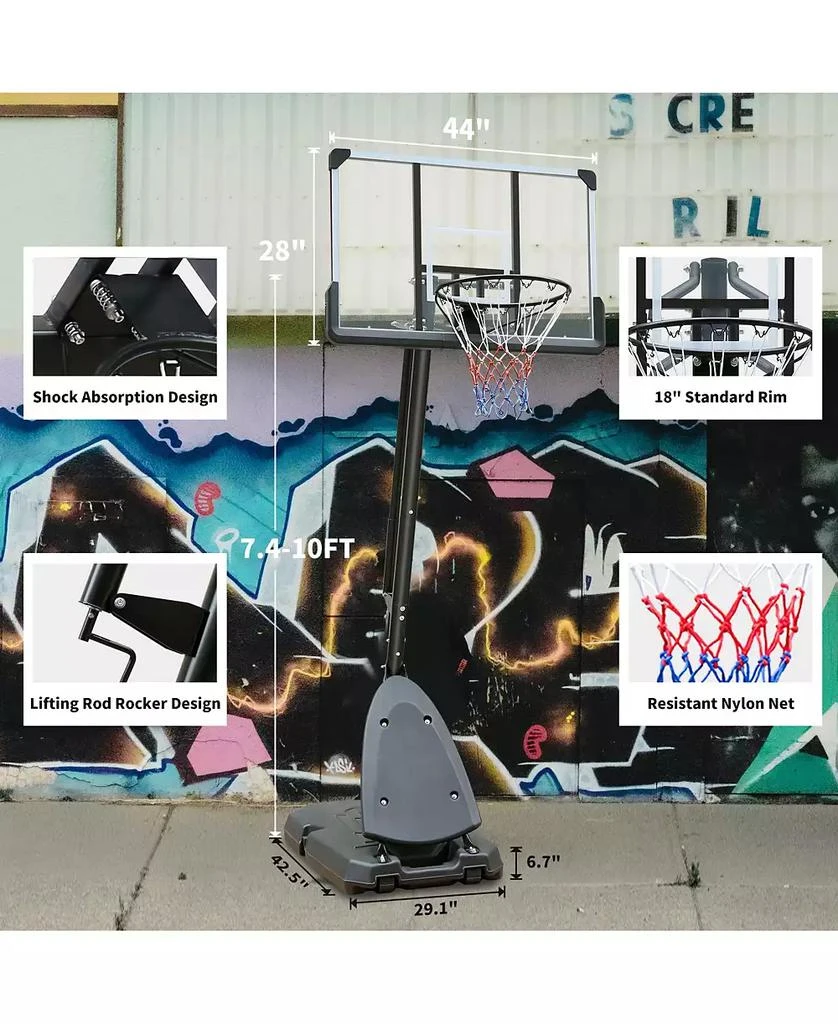 Slickblue Outdoor Basketball Hoop with Height Adjustment for Versatile Play 6