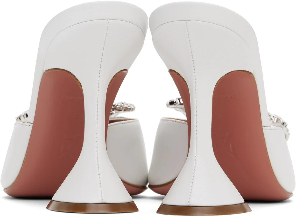 Amina Muaddi White Rosie Slipper Heeled Sandals 2