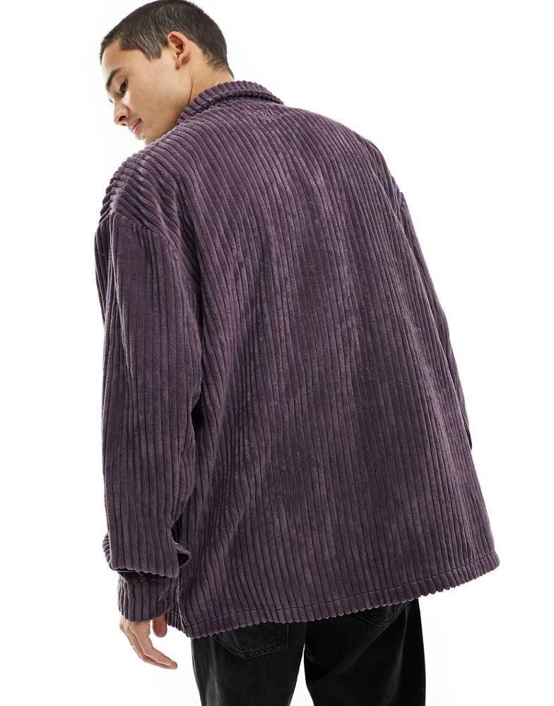 Reclaimed Vintage Reclaimed Vintage long sleeve cord shirt in plum 4