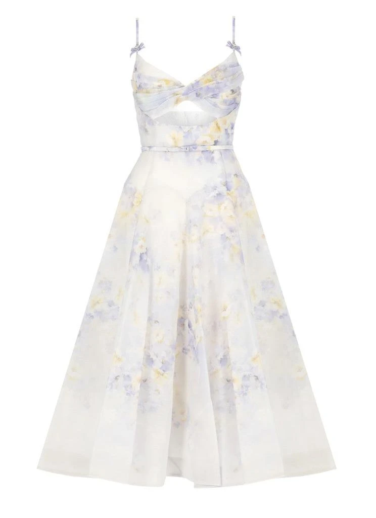 light blue mini dress Amoris T709 Elegant Chiffon Mini Dress with Neck Scarf Light Blue / XXS main image 0