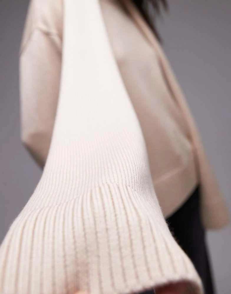 & Other Stories & Other Stories wool knitted scarf sweater in beige 2