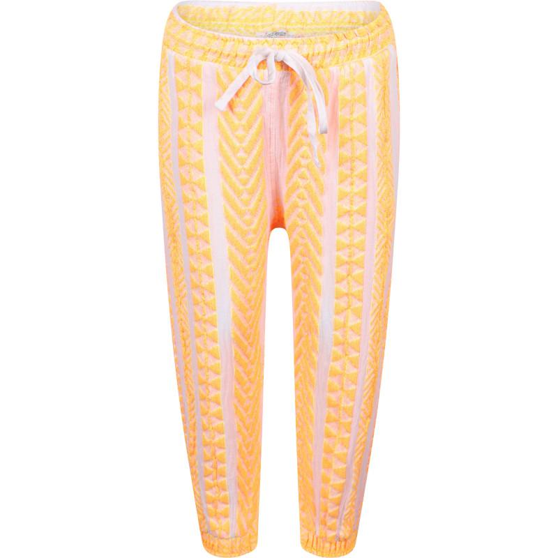 Devotion Geometric print track pants set in neon orange white and turquoise