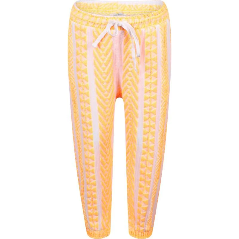 Devotion Geometric print track pants in neon orange and white from undefined