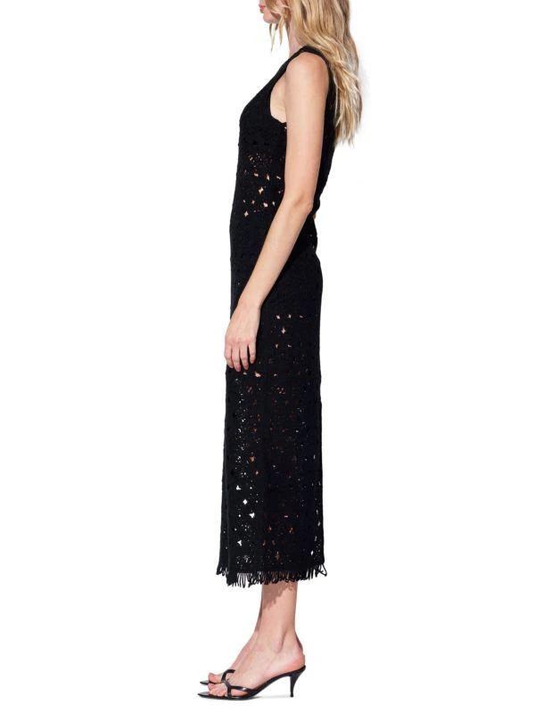 Walter Baker Brianna Crochet Knit Fringe Midi Dress 3