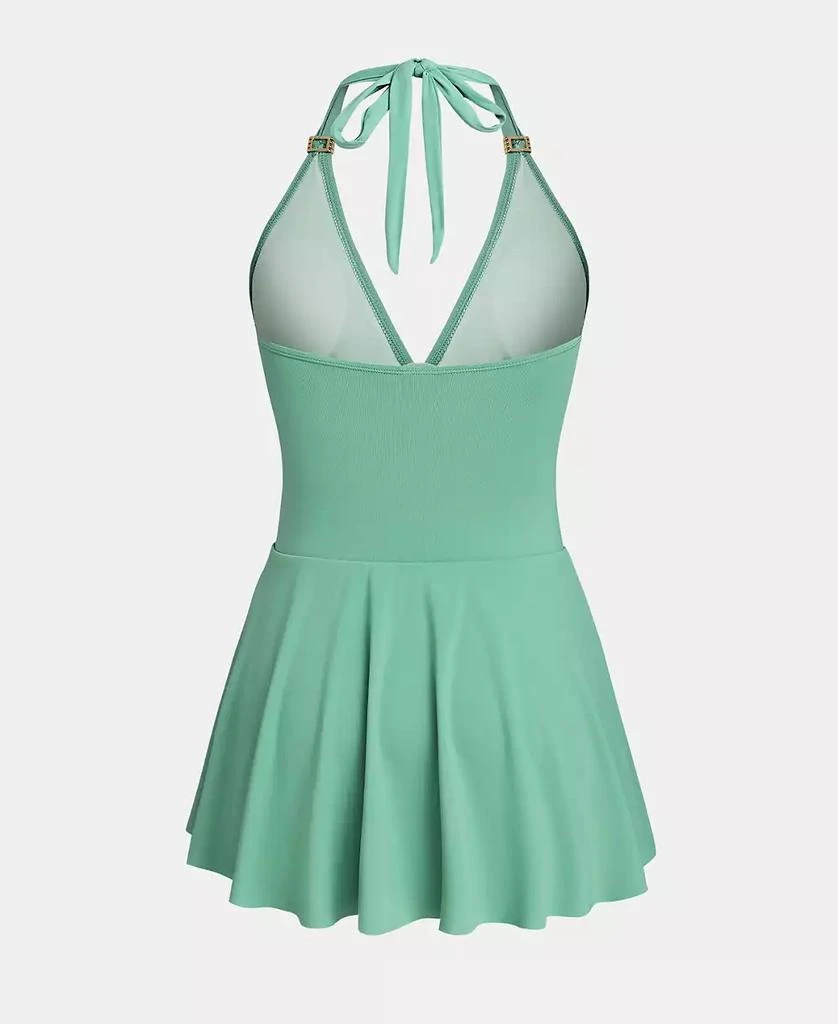 Cupshe Women
s Metal-Trim Ruched V-Neck Halter Swim Dress 5