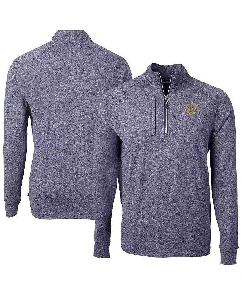 Cutter & Buck Men's Heather Navy Notre Dame Fighting Irish Play Like A Champion Today Adapt Eco Knit Heather Quarter-Zip Sweatshirt 1