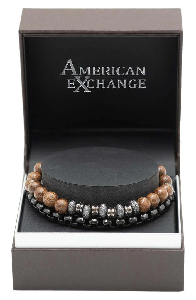 AMERICAN EXCHANGE Beige Silver Beaded Bracelet - Set of 2 3