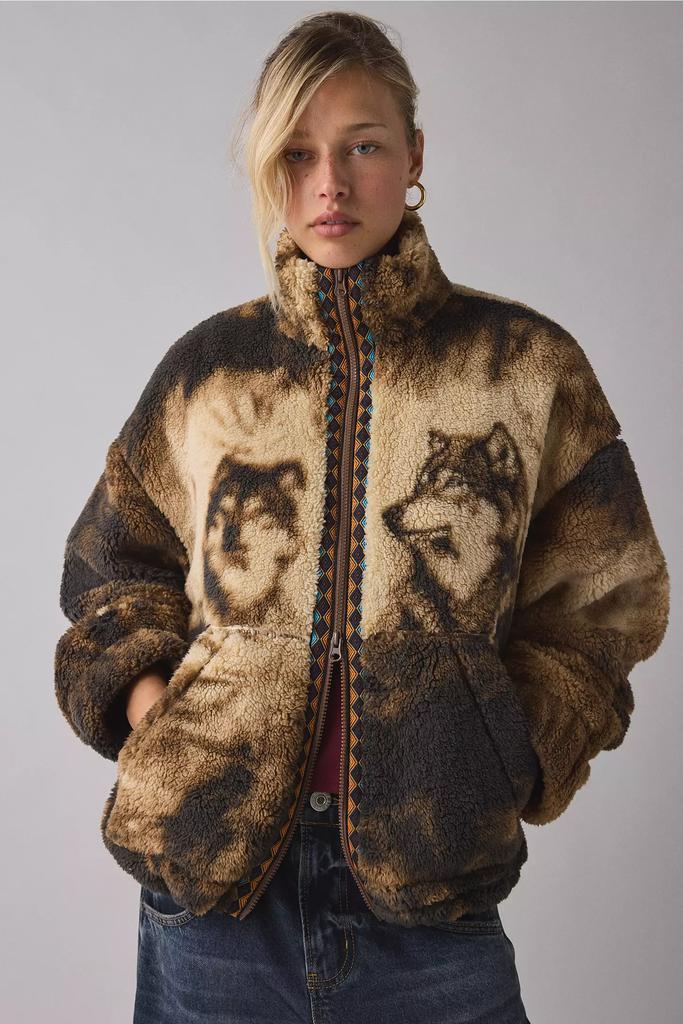 BDG BDG Mae Printed Piled Fleece Zip-Up Jacket