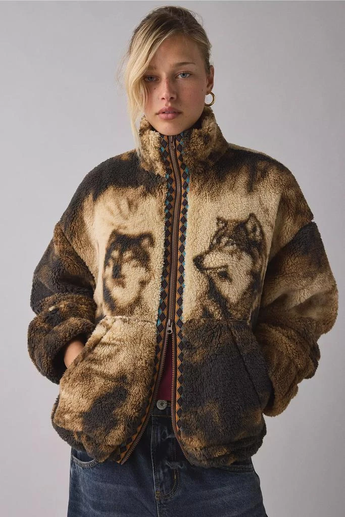 BDG BDG Mae Printed Piled Fleece Zip-Up Jacket 2