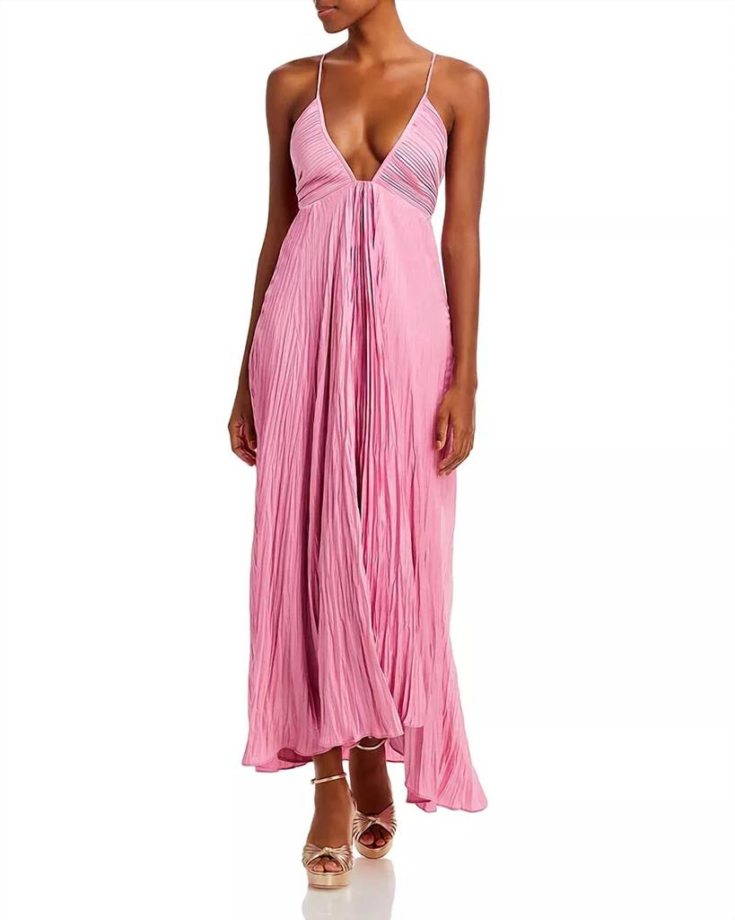 A.L.C. Angelina Satin Pleated Dress In Chateau Rose