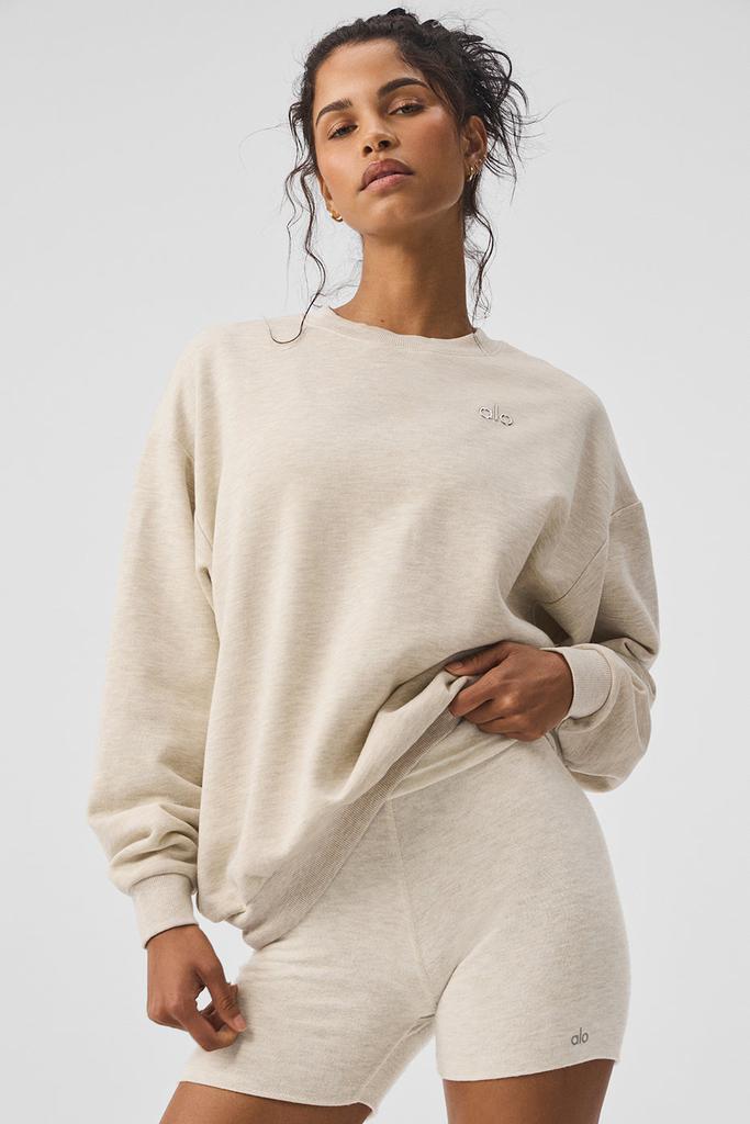 Alo Accolade Crew Neck Pullover - Oatmeal Heather - Hoodies - Free