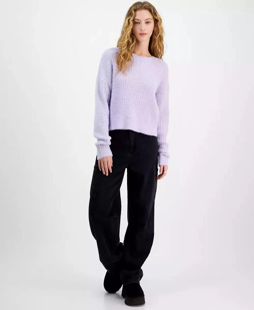 Hippie Rose Juniors' Ribbed Eyelash Drop-Shoulder Sweater 2