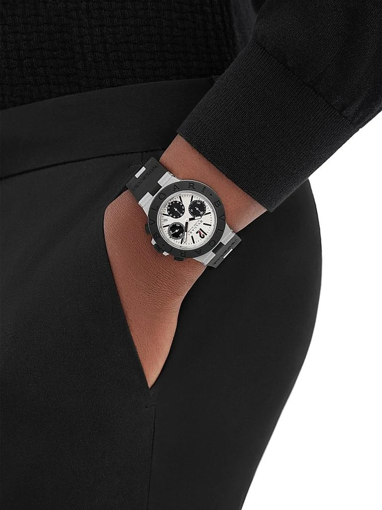 BVLGARI Two-Tone Aluminium-Titanium & Rubber Chronograph Bracelet Watch 3