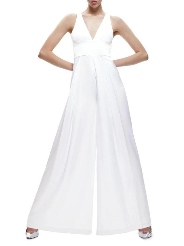 Alice + Olivia Myrtle Plunging Wide Leg Jumpsuit 1