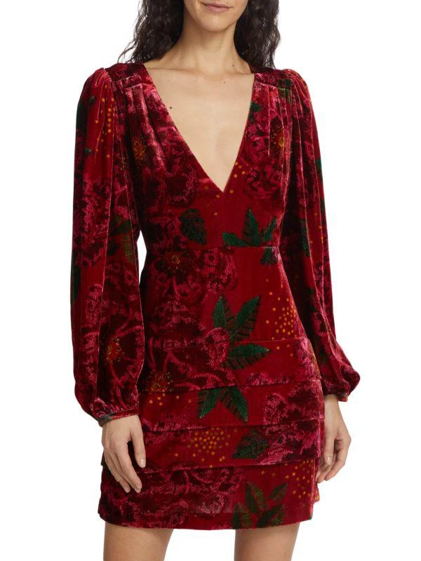 Farm Rio Shiny Flowers Velvet Minidress 1