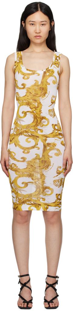 Versace Jeans Couture White Watercolour Couture Midi Dress