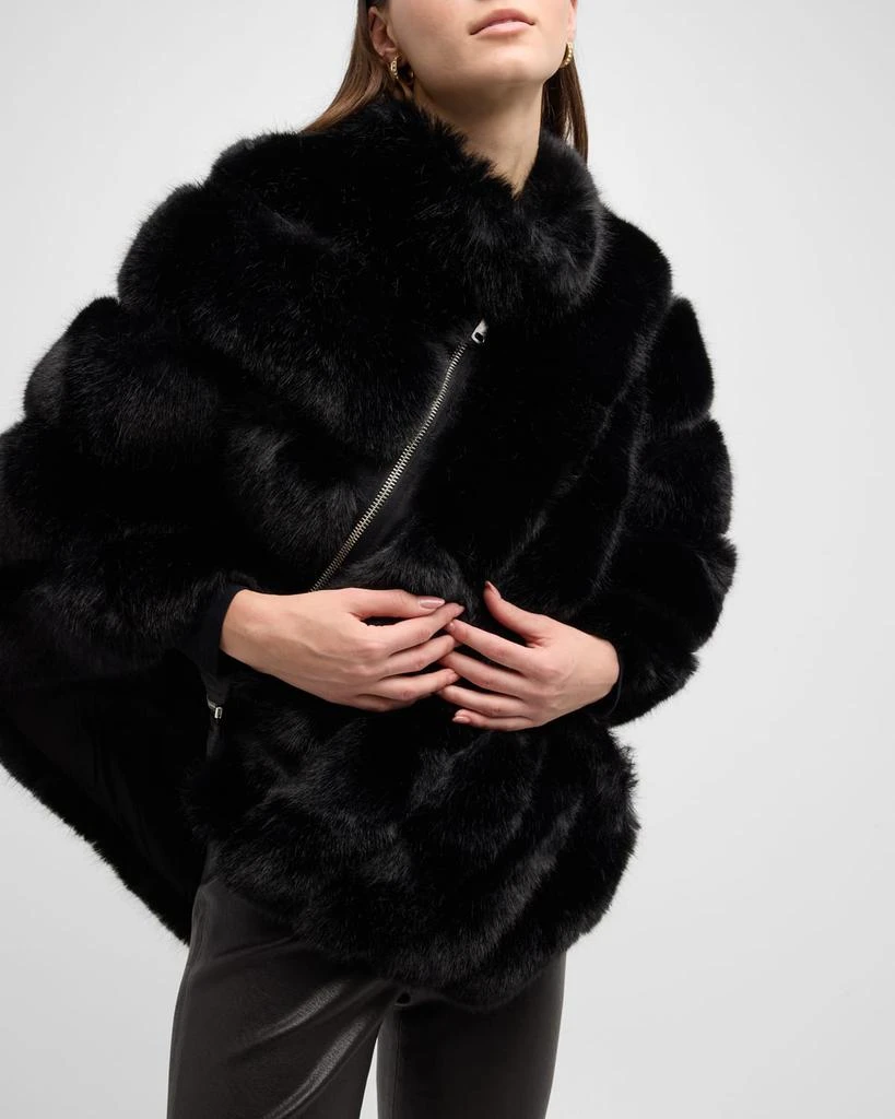 La Fiorentina Asymmetric Faux Fur Poncho 7