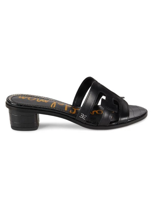 Sam Edelman Illie 30MM Block-Heel Croc-Embossed Sandals 1
