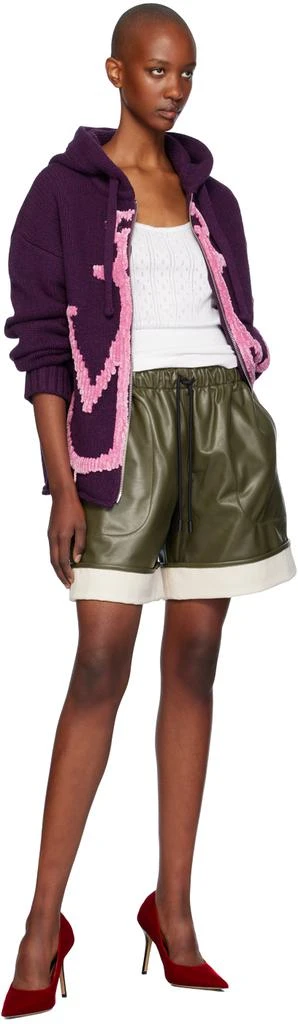 JW Anderson Green Contrast Hem Leather Shorts 4