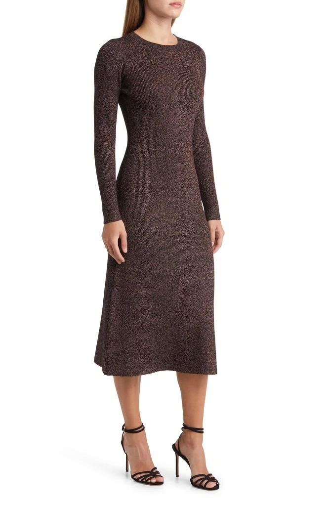 ZOE AND CLAIRE Metallic Long Sleeve Midi Sweater Dress 3