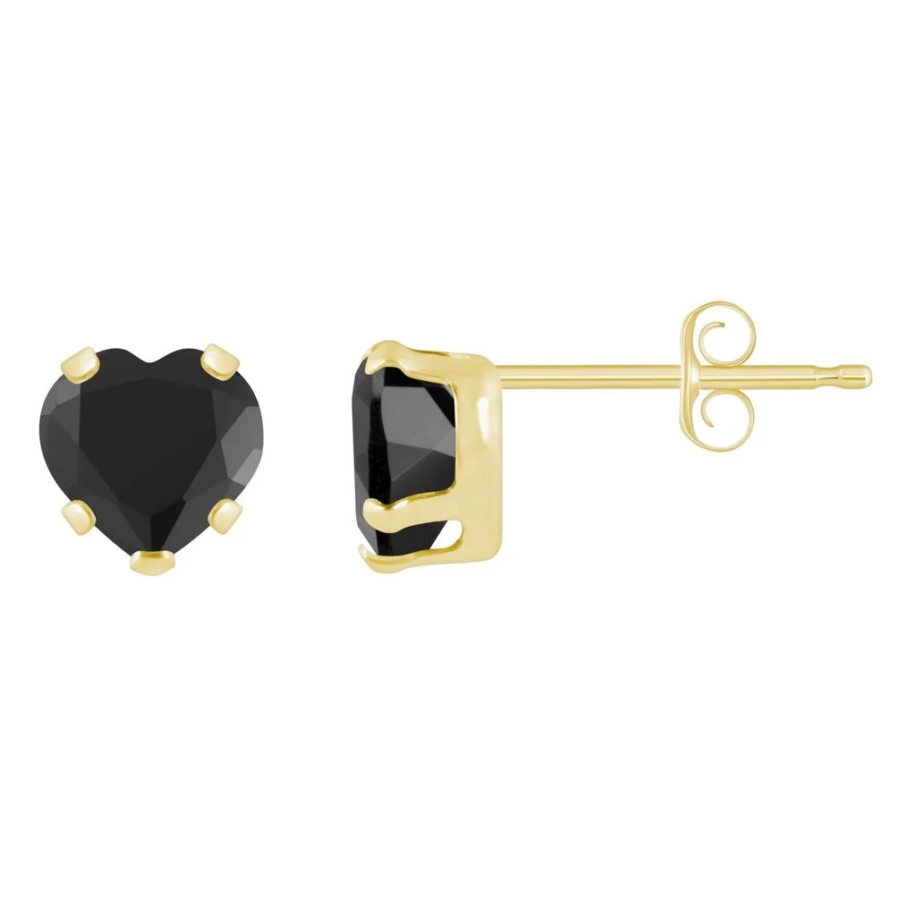 Glistening Jewels 10K Gold 5mm Heart Shape Black Onyx Stud Earrings