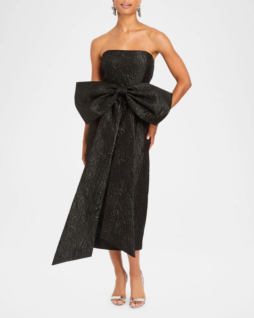 Mestiza New York Lorena Strapless Jacquard Bow Belt Midi Dress 5