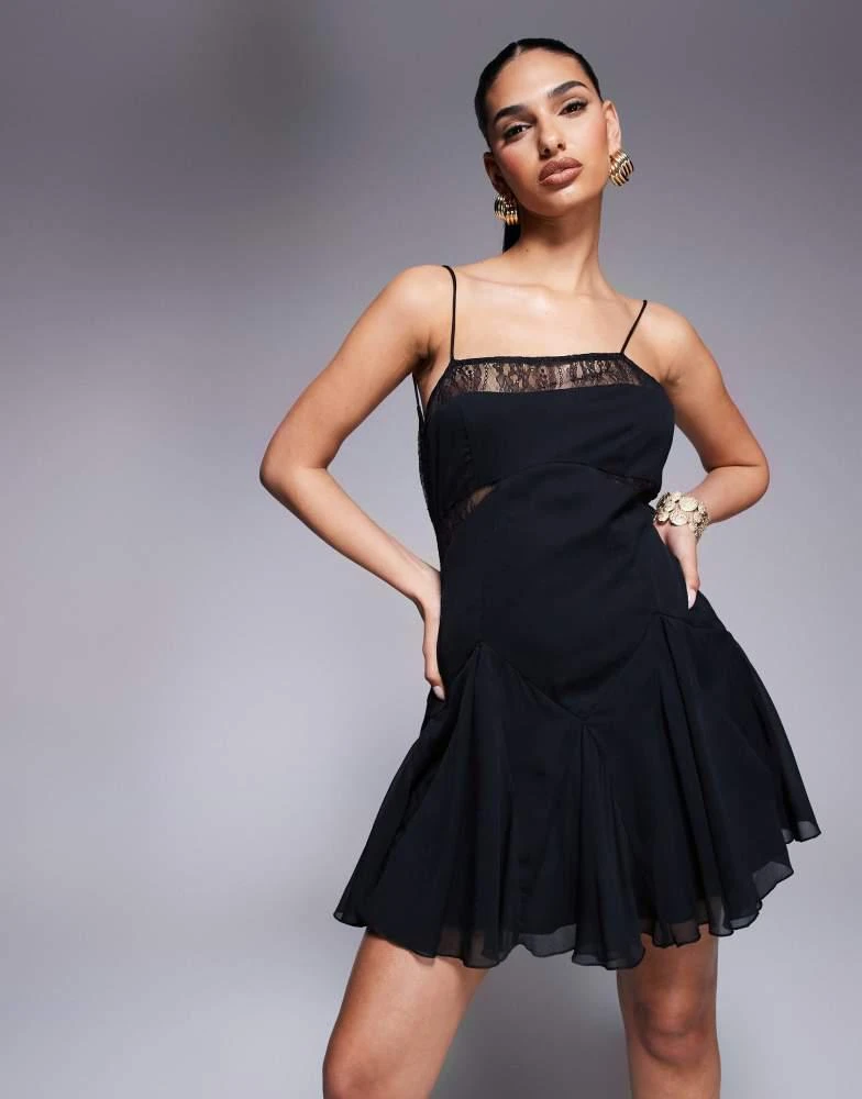 chinese dress ladies Asos Design Lace Mini Dress With Pleated Chiffon And Satin Belt In Rust  Orange