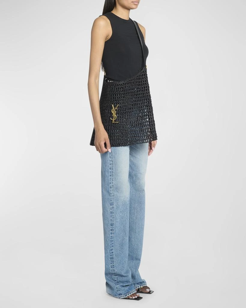 Yves Saint Laurent Oxalis YSL Monogram Shoulder Bag in Raffia with Bronze Hardware 3