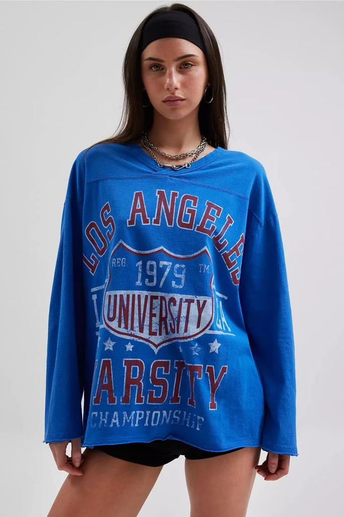 Urban Outfitters Varsity Vintage Graphic V-Neck Long Sleeve Tee 1