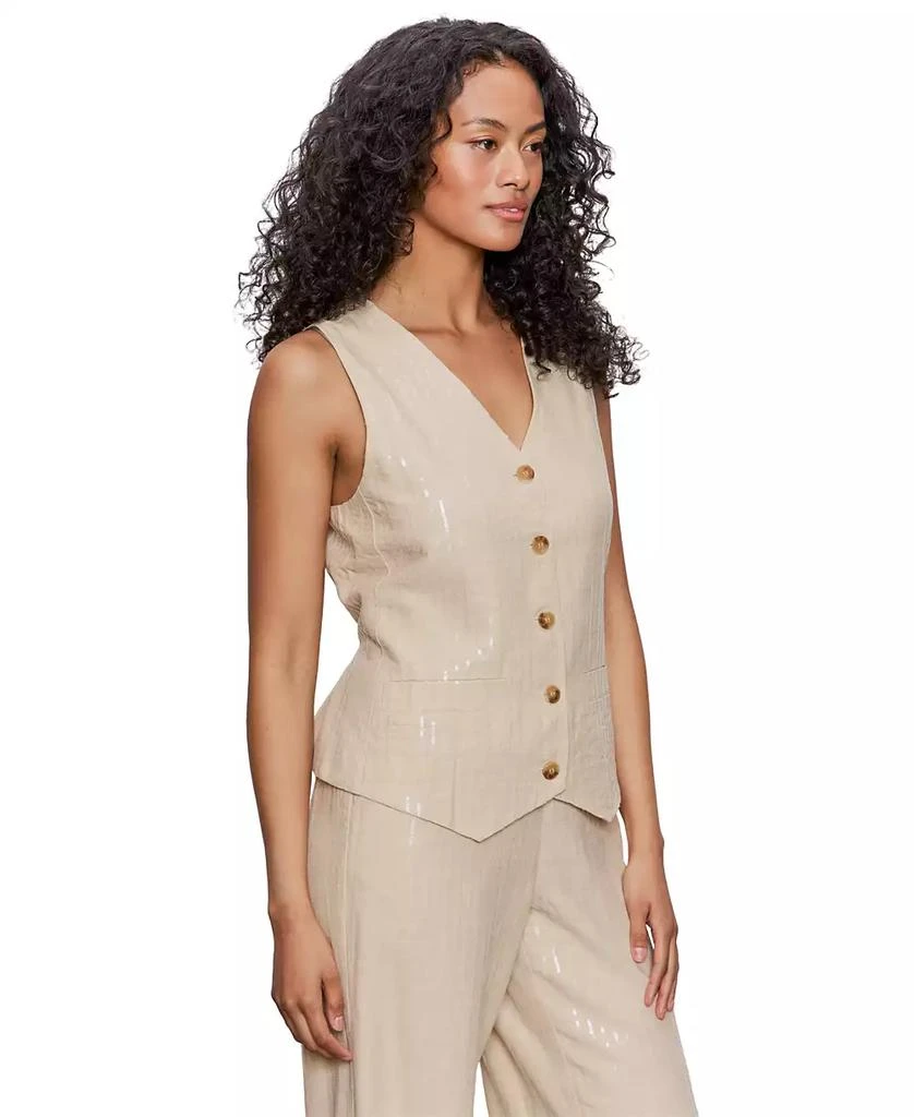 Sanctuary Women's Sequin Stripe Button-Front Vest 4