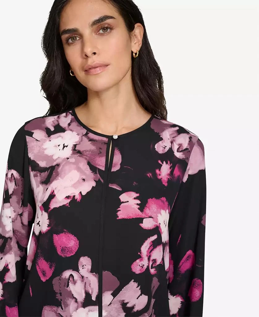 Calvin Klein Women's Petite Keyhole Long-Sleeve Blouse 3