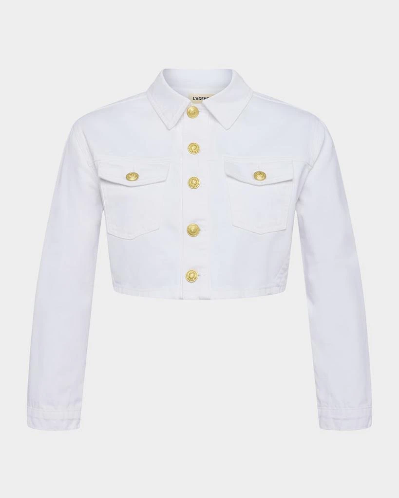 L'Agence Genevie Cropped Denim Jacket 1