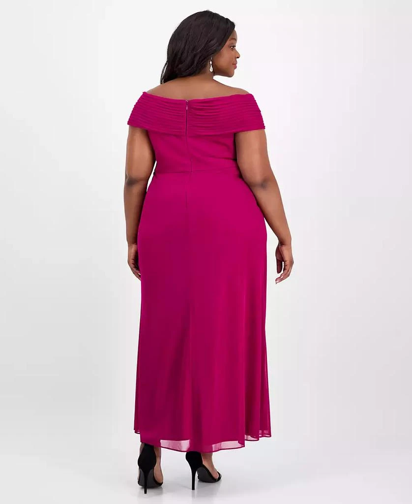 Alex Evenings Plus Size Rosette-Trim Slit-Front A-Line Dress 5