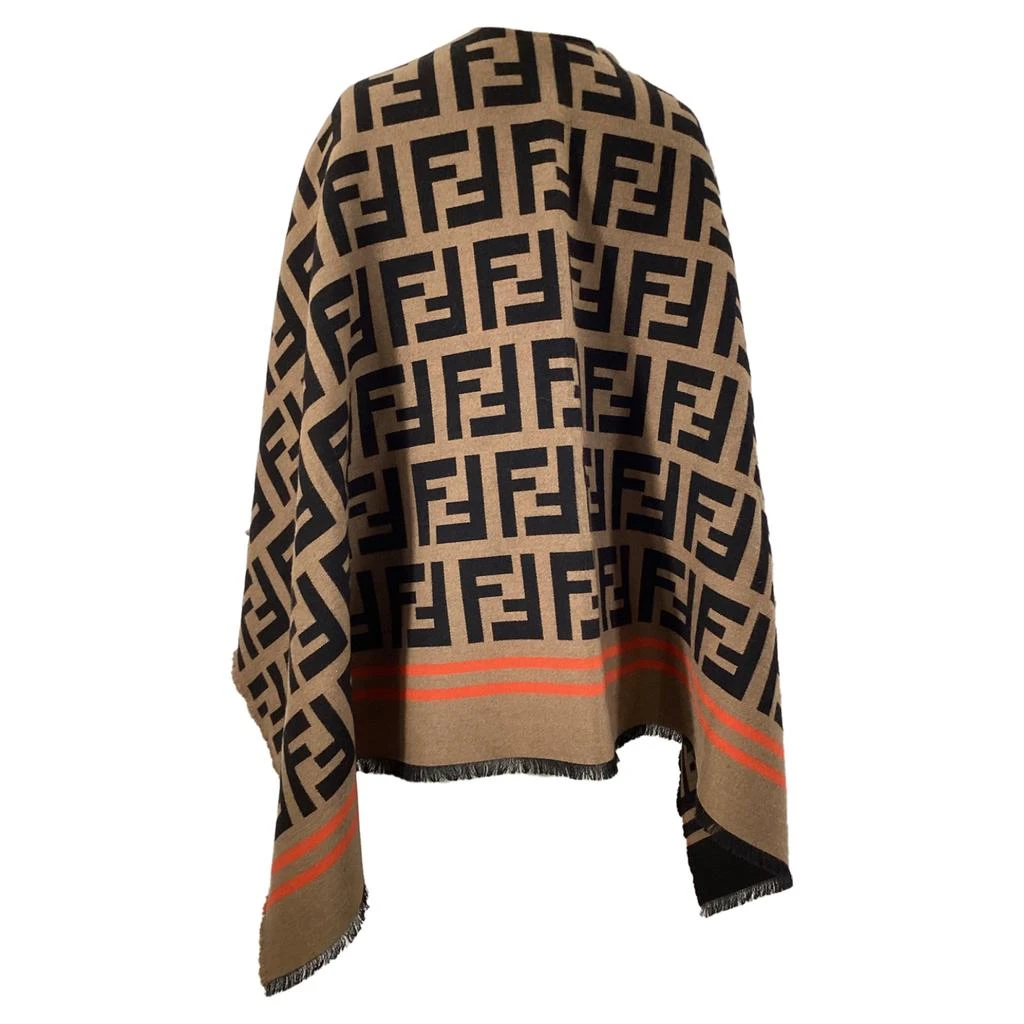Fendi Logo Monogram Poncho in Brown Wool 3
