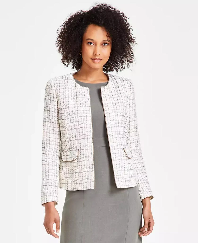 Kasper Petite Tweed Collarless Open-Front Blazer 2